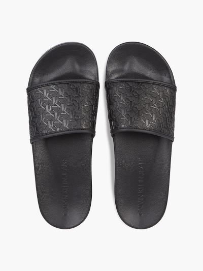 Calvin Klein Cipők HU042226 | Calvin Klein Logo Férfi Papucs Fekete